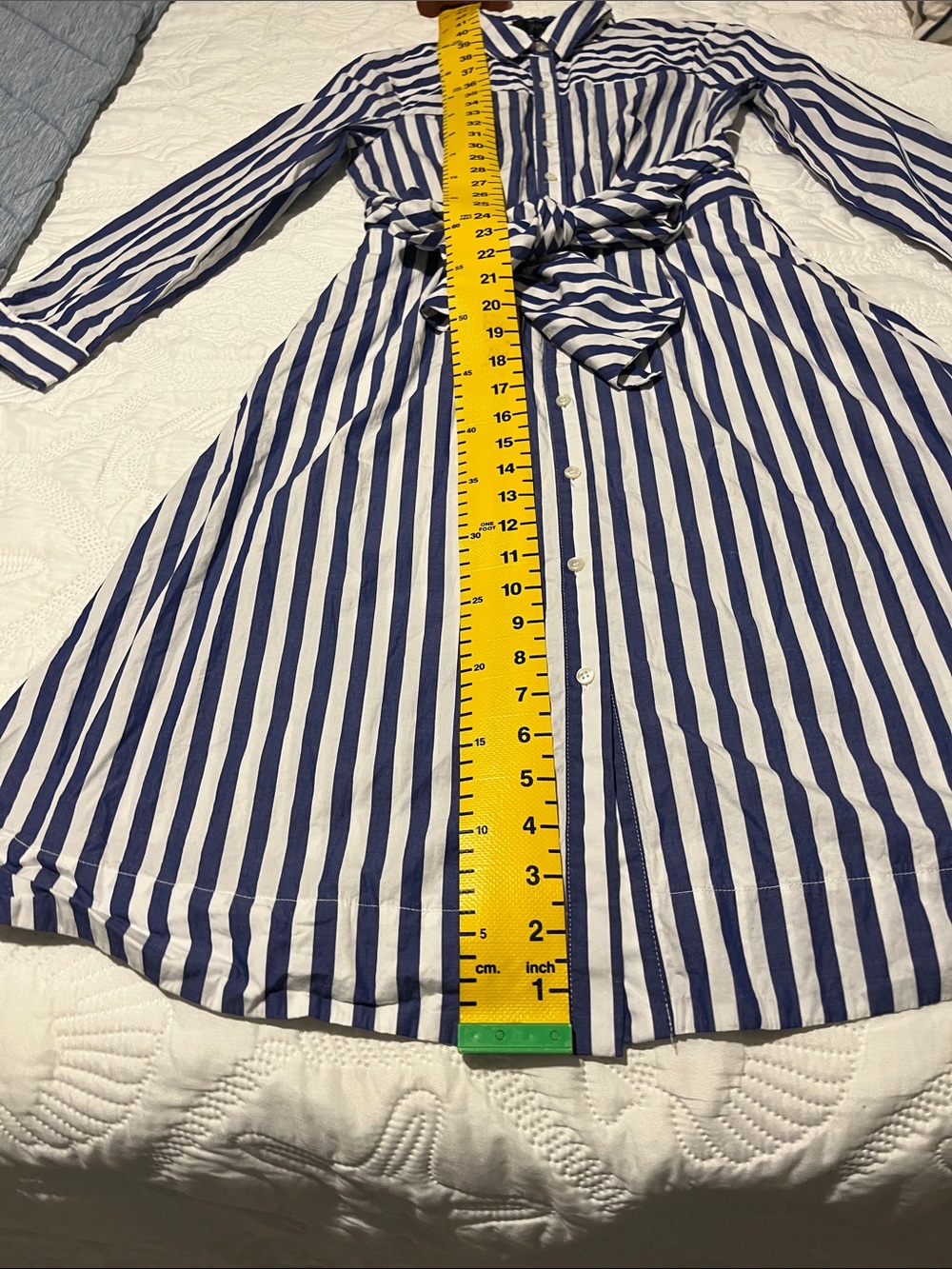 J. Crew Purple and White Striped Long-Sleeve Shirt Dress - Picture 2 of 16